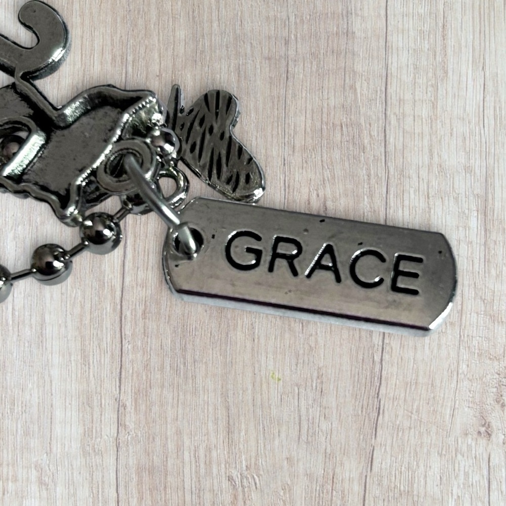 Hand Crafted Necklace GRACE Dog Tag Charms Retro Cat Butterfly Tibetan Pendant - Picture 4 of 6